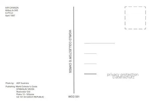 AK / Ansichtskarte Flugzeuge_Zivil Air Canada Airbus A 340 C FYLC  Flugzeuge Zivil