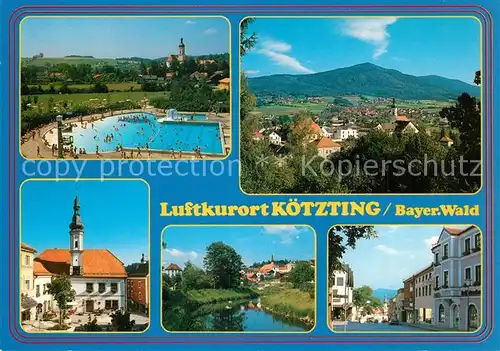 AK / Ansichtskarte Koetzting Schwimmbad Rathaus Ortsansicht Panorama Koetzting