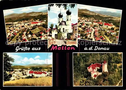 AK / Ansichtskarte Metten_Donau Fliegeraufnahme Kloster Kirche Panoramen Metten Donau