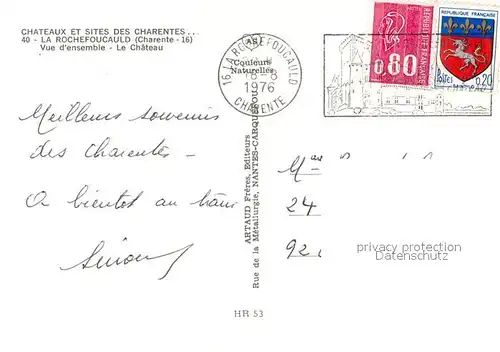 AK / Ansichtskarte Rochefoucauld_La Chateau Rochefoucauld_La