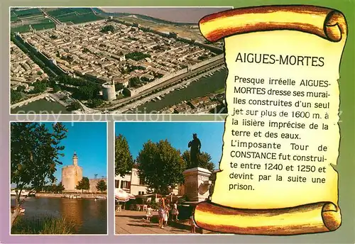 AK / Ansichtskarte Aigues Mortes_Gard Fliegeraufnahme Denkmal Tour de Constance Aigues Mortes Gard