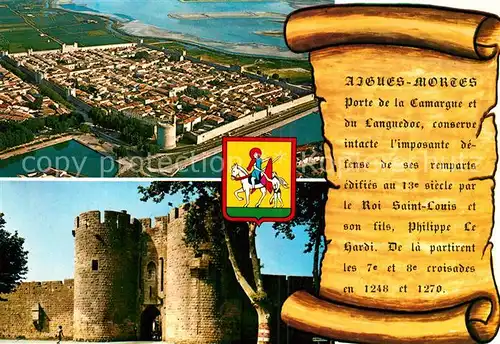 AK / Ansichtskarte Aigues Mortes_Gard Fliegeraufnahme Burg Aigues Mortes Gard