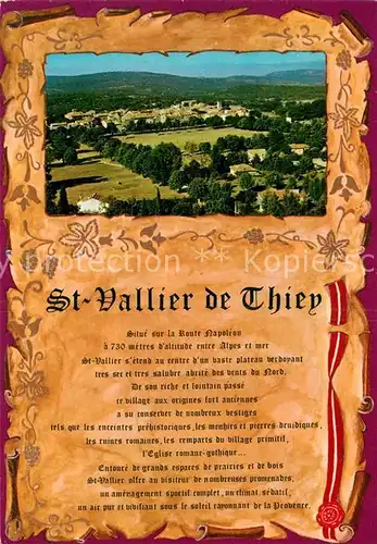 AK / Ansichtskarte Saint Vallier de Thiey Panorama Chronik Saint Vallier de Thiey