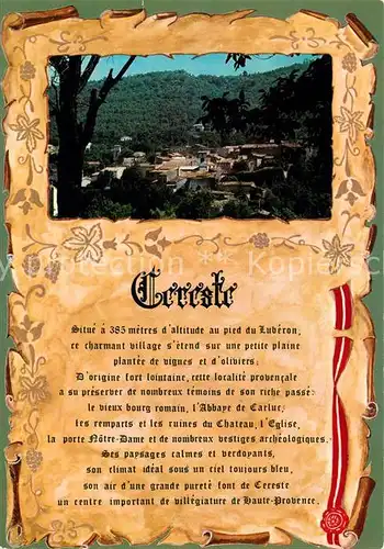 AK / Ansichtskarte Cereste Panorama Chronik Cereste
