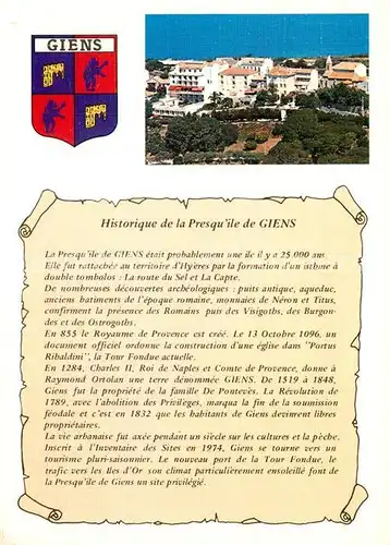 AK / Ansichtskarte Giens_Var Panorama Chronik Giens_Var