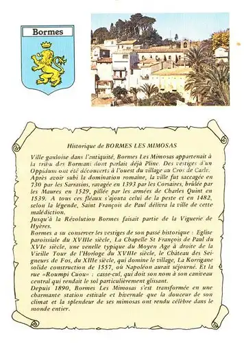 AK / Ansichtskarte Bormes les Mimosas Panorama Chronik Bormes les Mimosas