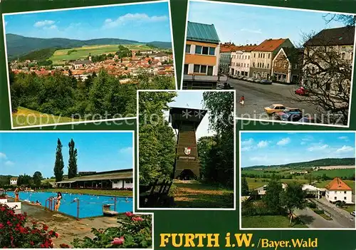 AK / Ansichtskarte Furth_Wald Panorama Aussichtsturm Freibad Stadtansicht Furth_Wald