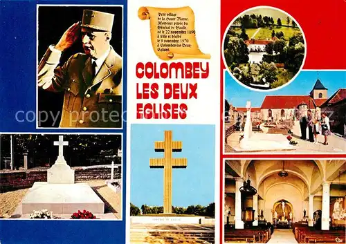 AK / Ansichtskarte Colombey les Deux Eglises Kirche Altarrum Friedhof Kriegerdenkmal Jean de Gaulle Colombey les Deux Eglises