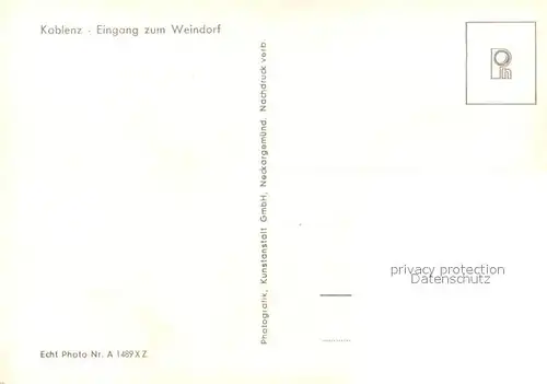 AK / Ansichtskarte Koblenz_Rhein Eingang zum Weindorf Koblenz_Rhein