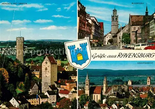 AK / Ansichtskarte Ravensburg_Wuerttemberg Blaeserturm Mehlsack Obertor Panorama Ravensburg Wuerttemberg