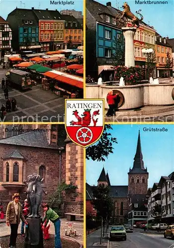 AK / Ansichtskarte Ratingen Marktplatz Marktbrunnen Gruetstrasse Ratingen