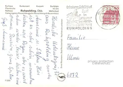 AK / Ansichtskarte Ruhpolding Kurhaus Pfarrkirche Rathhaus Campingplatz Kurkonzert Kurpark Ruhpolding