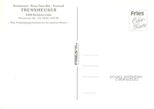 AK / Ansichtskarte Guels_Koblenz Restaurant Roxy Tanz Bar Festsaal Trennheuser Guels_Koblenz