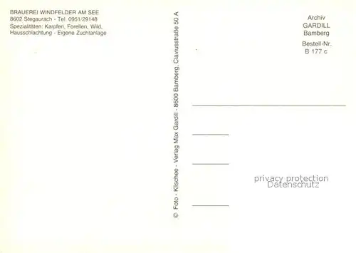 AK / Ansichtskarte Stegaurach Brauerei Windfelder am See Stegaurach