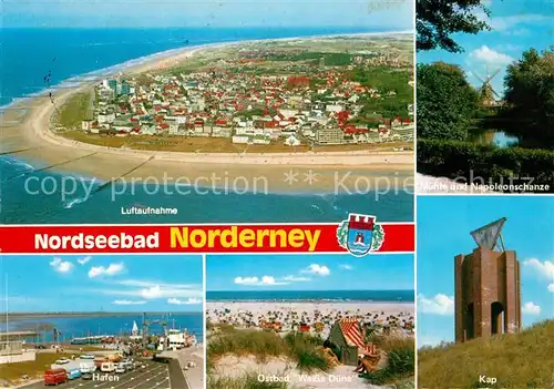 AK / Ansichtskarte Norderney_Nordseebad Fliegeraufnahme Strand Kap Hafen Weisse Duene  Norderney_Nordseebad