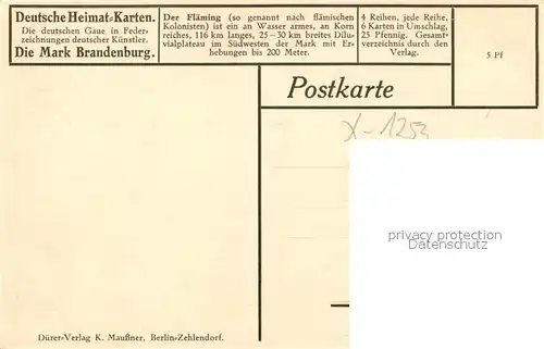 AK / Ansichtskarte Grubo Flaeming Landschaft Serie Deutsche Heimatkarten Mark Brandenburg Zeichnung Kuenstlerkarte Grubo