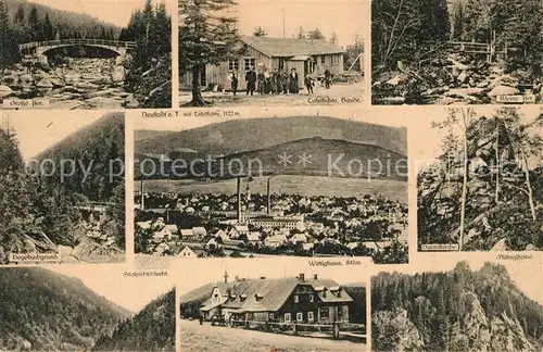 AK / Ansichtskarte Neustadt_Tafelfichte Grosse und kleine Iser Baude Gastwirtschaft Hegebachgrund Felsformationen Wittighaus Schlucht Isergebirge Neustadt_Tafelfichte