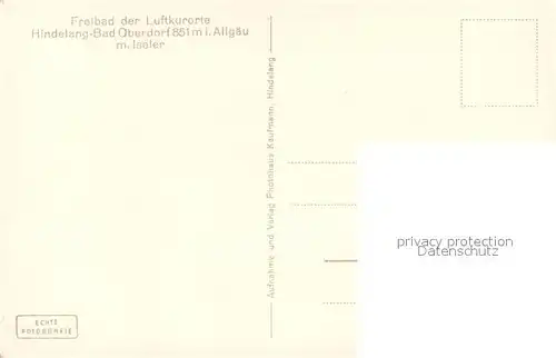 AK / Ansichtskarte Hindelang Freibad mit Blick zum Iseler Allgaeuer Alpen Hindelang