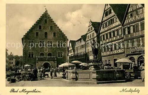 AK / Ansichtskarte Bad_Mergentheim Marktplatz Brunnen Fachwerkhaeuser Bad_Mergentheim