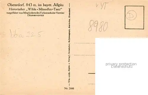 AK / Ansichtskarte Oberstdorf Historischer Wilde Maenndles Tanz Volkstrachtenverein Oberstdorf