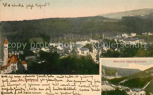 AK / Ansichtskarte Eichwald_Tschechien Panorama Bahnhof Obereichwald Eichwald Tschechien