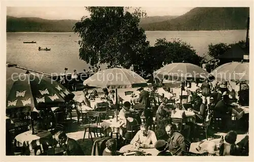 AK / Ansichtskarte Bad_Hirschberg Thammuehl Strandkaffee Terrasse Blick auf den See Bad_Hirschberg Thammuehl