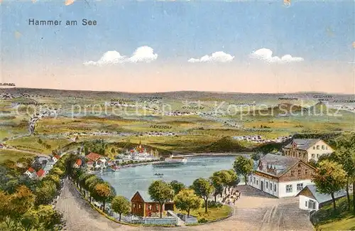 AK / Ansichtskarte Hammer_See_Tschechien Gasthof Zehner Burgruine Dewin Kuenstlerkarte Hammer_See_Tschechien