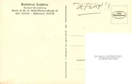 AK / Ansichtskarte Berlin Konditorei Frohberg Kupfertiefdruck Berlin