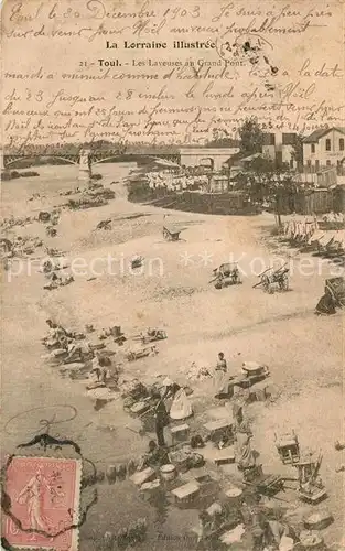 AK / Ansichtskarte Toul_Meurthe et Moselle_Lothringen Les Laveuses au Grand Pont Collection La Lorraine illustree Toul_Meurthe et Moselle