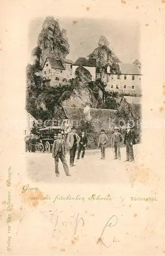 AK / Ansichtskarte Tuechersfeld Gruppenbild mit Pferdekutsche Felsen Tuechersfeld