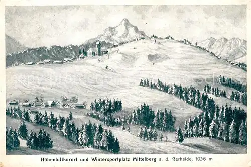 AK / Ansichtskarte Mittelberg_Oy Hoehenluftkurort Wintersportplatz an der Gerhalde Allgaeuer Alpen Kuenstlerkarte Mittelberg Oy