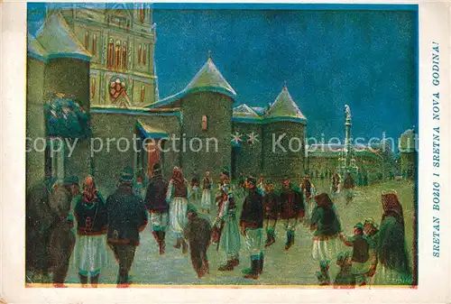 AK / Ansichtskarte Polnocka Stari Kaptol Weihnachtskarte Neujahrskarte Kuenstlerkarte 