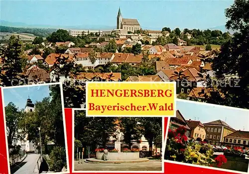 AK / Ansichtskarte Hengersberg Panorama Kirche Brunnen Marktplatz  Hengersberg