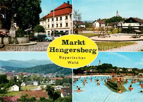 AK / Ansichtskarte Hengersberg Freibad Spielplatz Brunnen Panorama Hengersberg