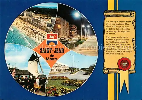 AK / Ansichtskarte Saint_Jean_de_Monts Fliegeraufnahme Strand Muehle Park Chronik Saint_Jean_de_Monts