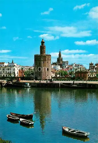 AK / Ansichtskarte Sevilla_Andalucia Rio Guadalquivir Torre del Oro Sevilla_Andalucia