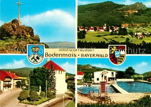 AK / Ansichtskarte Bodenmais Gipfelkreuz Panorama Freibad  Bodenmais
