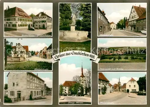 AK / Ansichtskarte Emskirchen Gasthof Goldener Hirsch Postamt Hauptstrasse Evangelische Kirche Emskirchen
