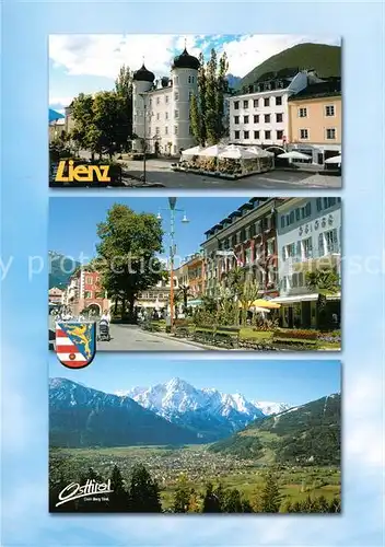 AK / Ansichtskarte Lienz_Tirol Hauptplatz Liebburg Fruehjahrsschnee Spitzkofel Lienz Tirol