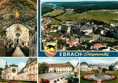 AK / Ansichtskarte Ebrach_Oberfranken Panorama Kloster Brunnen Altarraum Ebrach Oberfranken