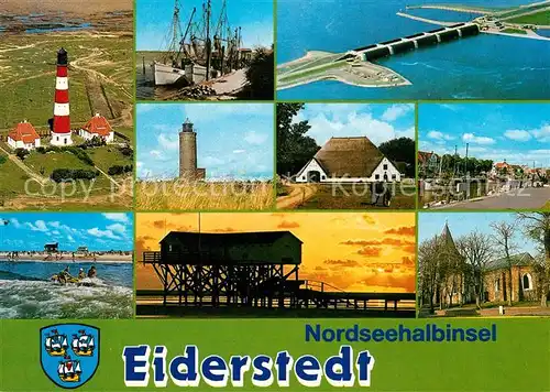 AK / Ansichtskarte Eiderstedt Leuchtturm Segelboote Seebruecke  Eiderstedt