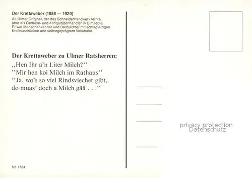 AK / Ansichtskarte Ulm_Donau Der Krettaweber  Ulm_Donau