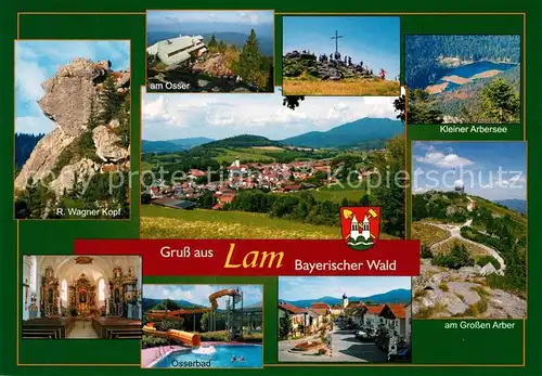 AK / Ansichtskarte Lam_Oberpfalz Wagner Kopf Osser Osserbad Grosser Arber Kleiner Arbersee  Lam_Oberpfalz
