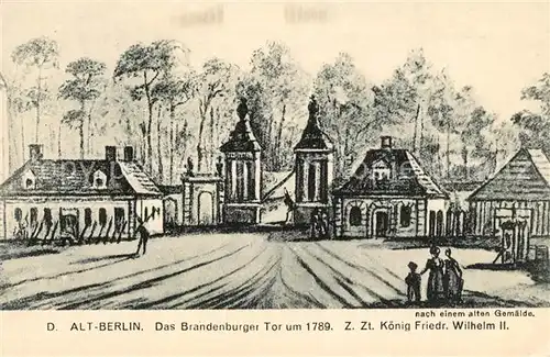 AK / Ansichtskarte Berlin Brandenburger Tor um 1789  Berlin