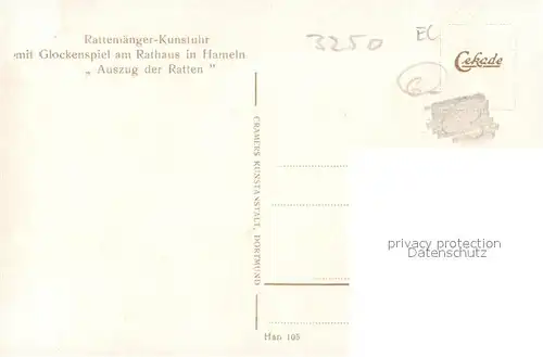 AK / Ansichtskarte Hameln_Weser Rattenfaenger Kunstuhr Hameln Weser