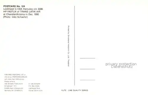 AK / Ansichtskarte Flugzeuge_Zivil Trans Latin Air Lockheed C 130A Hercules c n 3086 HP 1162TLN Flugzeuge Zivil