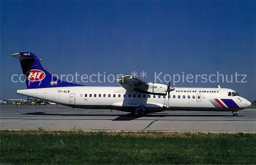 AK / Ansichtskarte Flugzeuge_Zivil JAT Yugoslav Airlines Aerospatiale ATR 72 c n 180 YU ALN  Flugzeuge Zivil