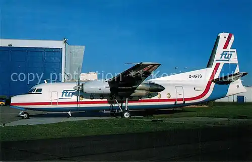 AK / Ansichtskarte Flugzeuge_Zivil FTG Fokker F 27 600 c n 10450 D AFTG  Flugzeuge Zivil