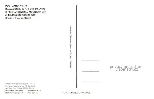 AK / Ansichtskarte Flugzeuge_Zivil Central Mountain Air Douglas DC 3C C 47B DK c n 26643 C FQNF  Flugzeuge Zivil