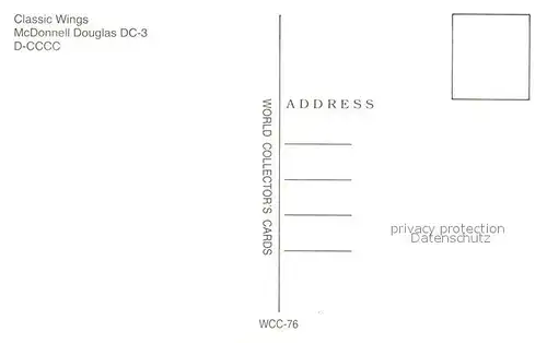 AK / Ansichtskarte Flugzeuge_Zivil Classic Wings McDonnell Douglas DC 3 D CCCC Flugzeuge Zivil